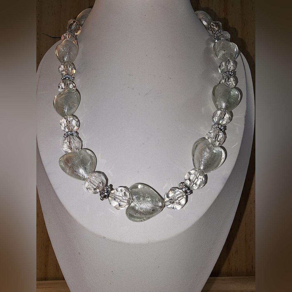 Elegant Silver Heart Necklace 19"